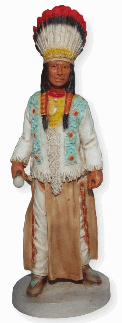 Indianerfigur Indianer Jicarilla Apache H 19 cm mit Kopfschmuck Native American Castagna