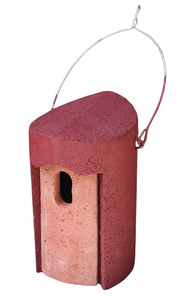 Nisthöhle Typ 1B rot Nistkasten mit ovalem Flugloch 29 x 55 mm Nisthilfe für Gartenrotschwanz