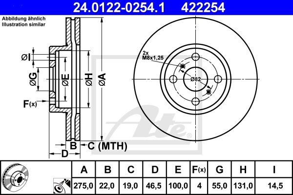 ATE Bremsen-Set VA + HA SIZW2N95W9 Bremsensatz, Scheibenbremse vorne hinten rechts links belüftet 259mm für ASTON MARTIN LEXUS TOYOTA SUBARU 43512-521