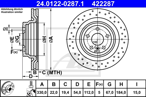 ATE Bremsensatz, Scheibenbremse Bremsen-Set VA + HA sizw2n9ih2 Hinterachse Gelocht/innenbel. 350mm 32mm für Mercedes MAYBACH JEEP