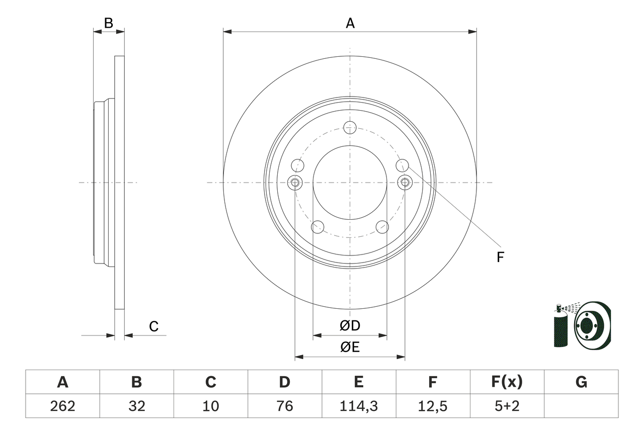 BOSCH Bremsscheibe hinten rechts links voll 262mm für HYUNDAI KIA 58411G2300 0 986 479 G29