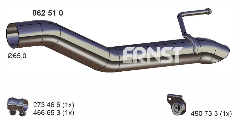 ERNST Abgasrohr 062510 hinten für Fahrzeuge mit werkseitigem Fahrradträger-System GENERAL MOTORS OPEL 885496 13363662
