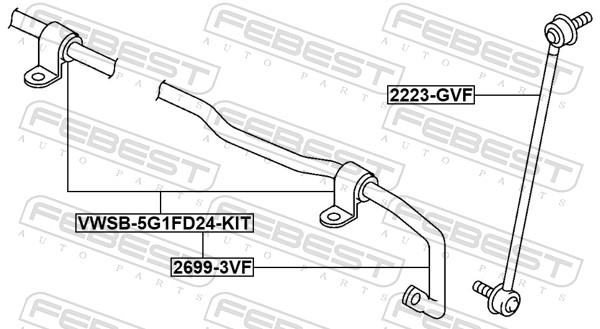 FEBEST Stabilisator, Fahrwerk vorne rechts links für VAG 3Q0411303R 3Q0411303C 3Q0411303 2699-3VF