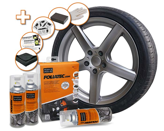 FOLIATEC Felgenlack 2K Felgen Lack Set, gunmetal metallic glänzend 2353 0.4l