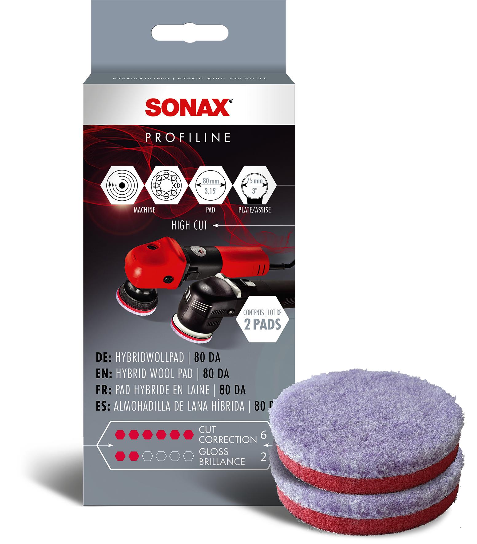 SONAX HybridWollPad 80 DA (2 St.) Aufsatz, Poliermaschine 2x 04940410