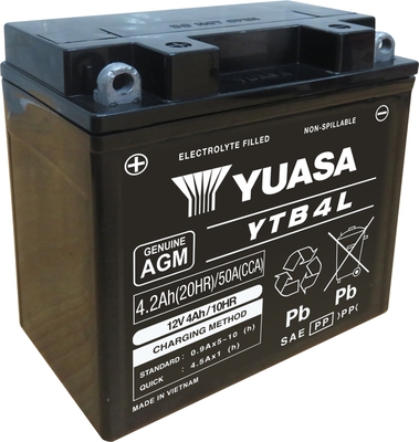 YUASA Starterbatterie ytb4l 12V 68Ah 50A