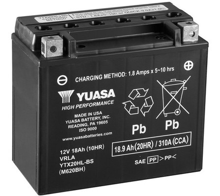 YUASA Starterbatterie AGM YTX20HL High Performance Maintenance Free 12V 18Ah 310A ytx20hl 68Ah für HARLEY-DAVIDSON
