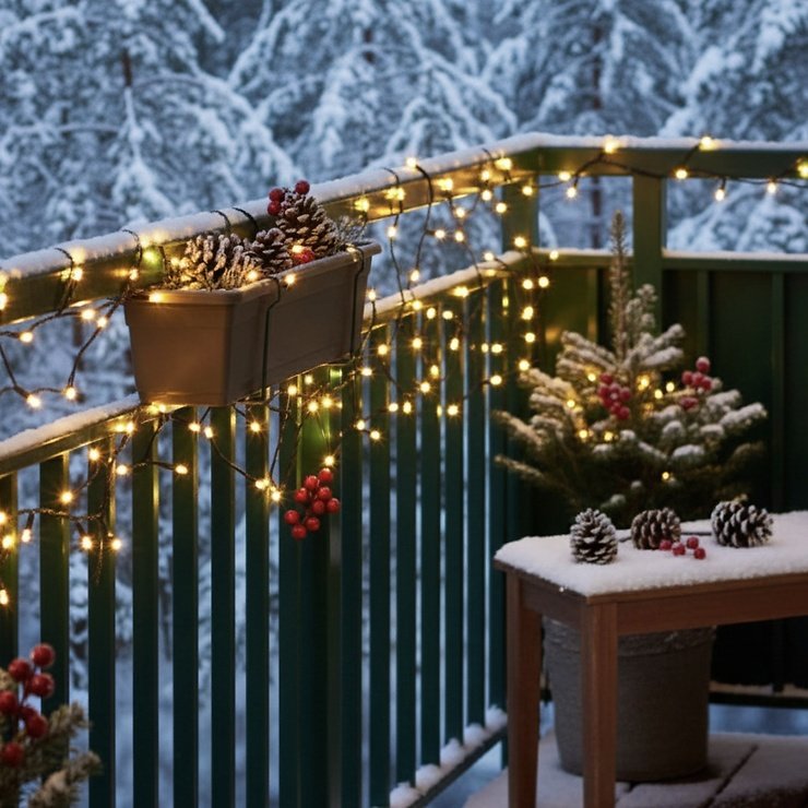 Lumineo Durawise LED-Lichterkette Basic Twinkle 192 LED warmweiß außen 14,3 m batteriebetrieben schwarz