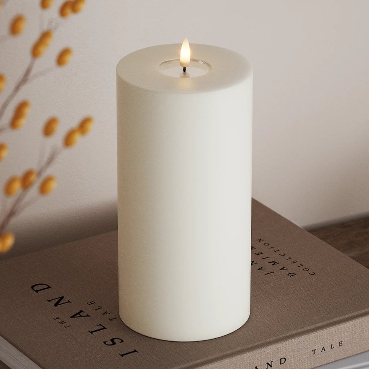 Deluxe Homeart LED Kerze Echtwachs fernbedienbar 10x20 cm weiß