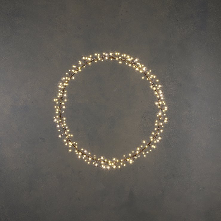 Luca Lighting LED-Kranz 108 LED warmweiß außen 30 cm Metall schwarz