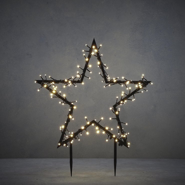Luca Lighting LED-Gartenstecker Stern 150 LED klassisch weiß 73 cm schwarz
