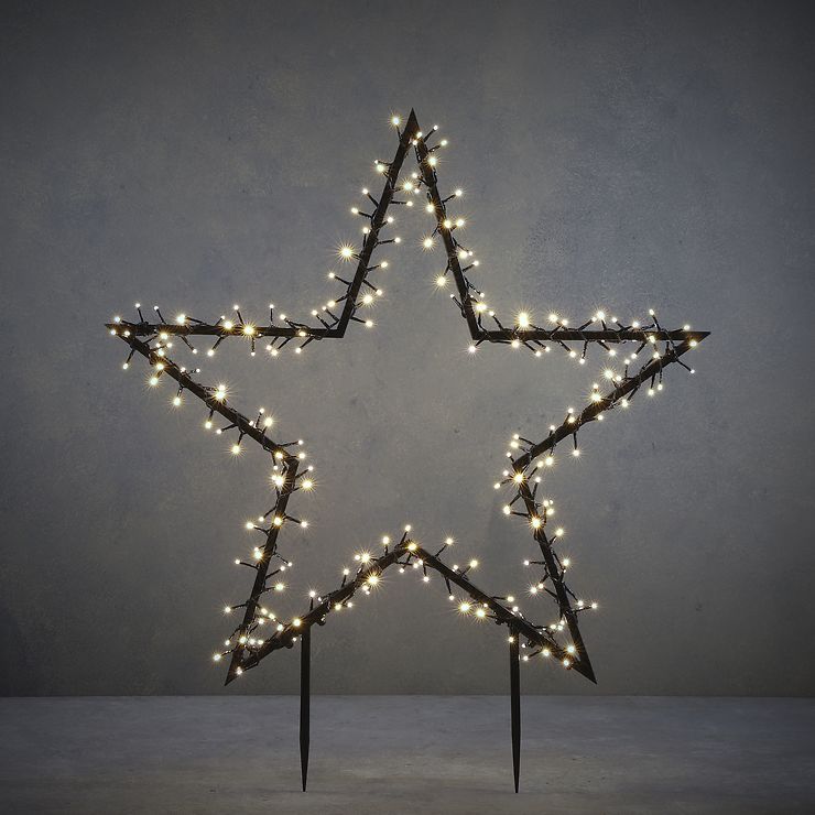 Luca Lighting LED-Gartenstecker Stern 225 LED klassisch weiß 102 cm schwarz