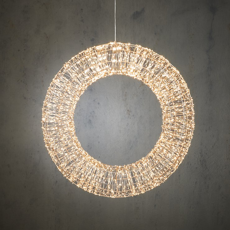 Luca Lighting LED- Kranz 4000 LED warmweiß außen 60 cm Metall silber