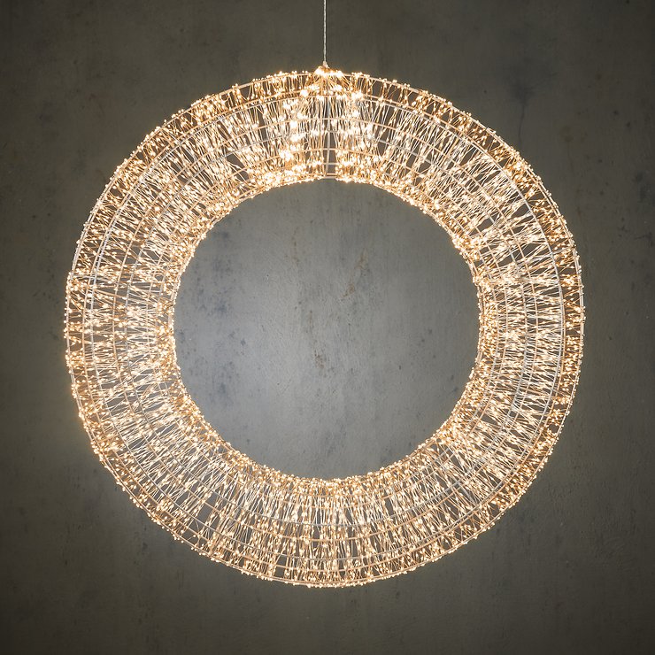 Luca Lighting LED-Kranz 6000 LED warmweiß außen 80 cm Metall silber
