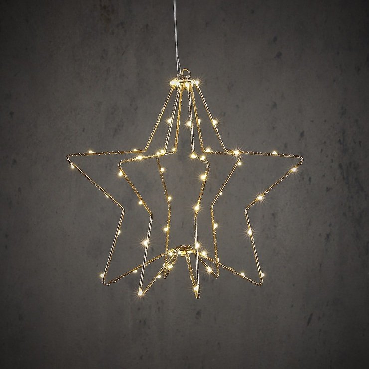 Luca Lighting LED-Stern 3D 60 LED warmweiß innen batteriebetrieben 30 cm gold