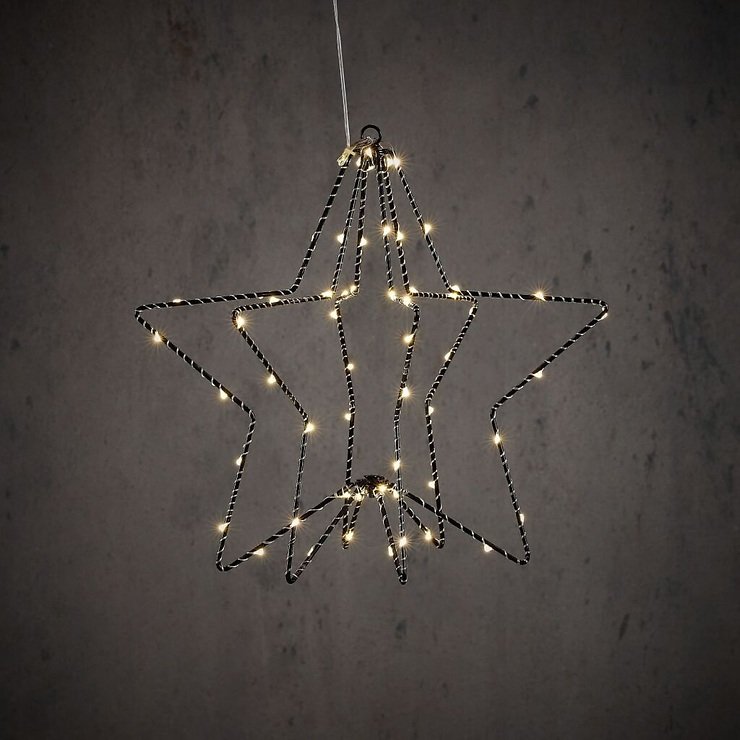 Luca Lighting LED-Stern 3D 60 LED warmweiß innen batteriebetrieben 30 cm schwarz