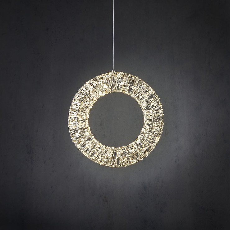 Luca Lighting LED-Kranz 2000 LED klassisch weiß außen 45 cm Metall silber
