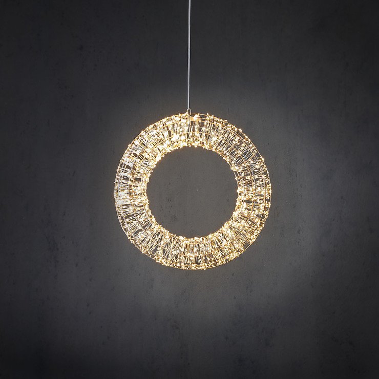 Luca Lighting LED-Kranz 2000 LED warmweiß außen 45 cm Metall silber