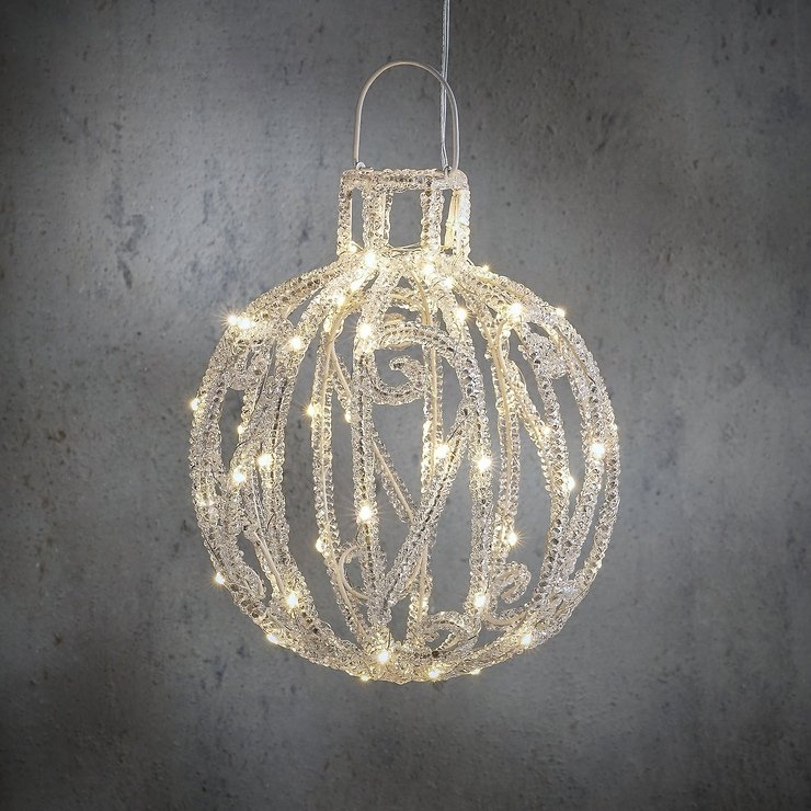Luca Lighting LED-Kugel 60 LED warmweiss außen 25 cm Acryl silber