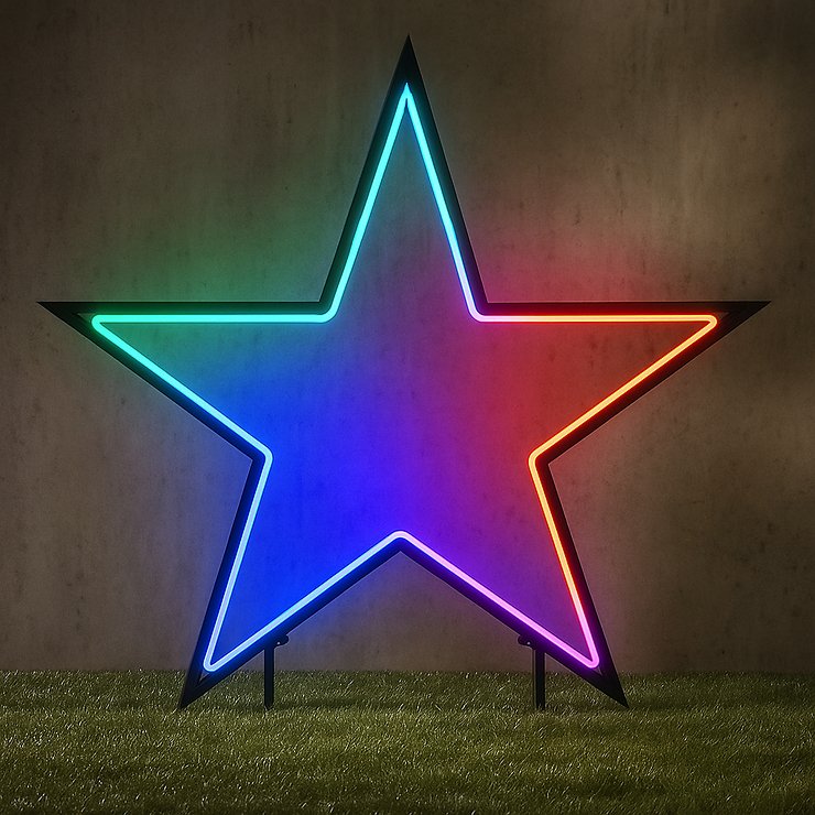 Luca Lighting LED-Gartenstecker Neon Stern 73 cm schwarz LED RGB