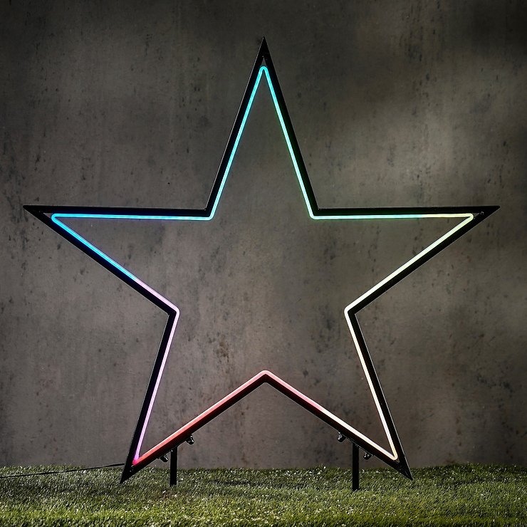 Luca Lighting LED-Gartenstecker Neon Stern 73 cm schwarz LED RGB