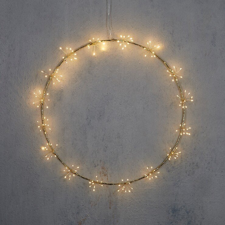 Luca Lighting LED-Kranz Sputnik 160 LED warmweiß außen 50 cm Metall gold