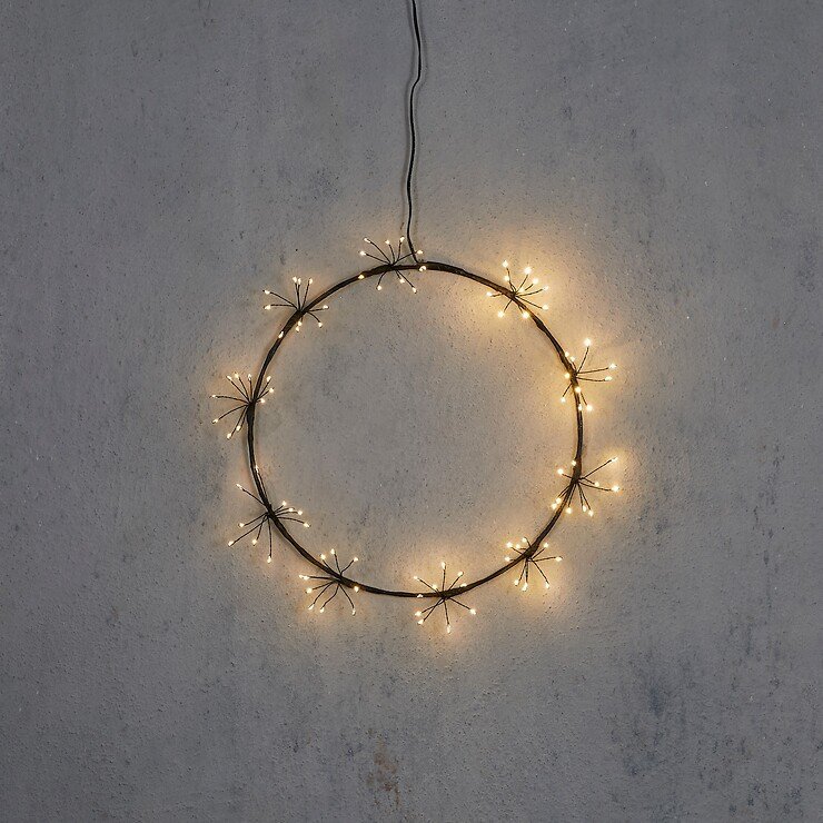 Luca Lighting LED-Kranz Sputnik 100 LED warmweiß außen 30 cm Metall schwarz