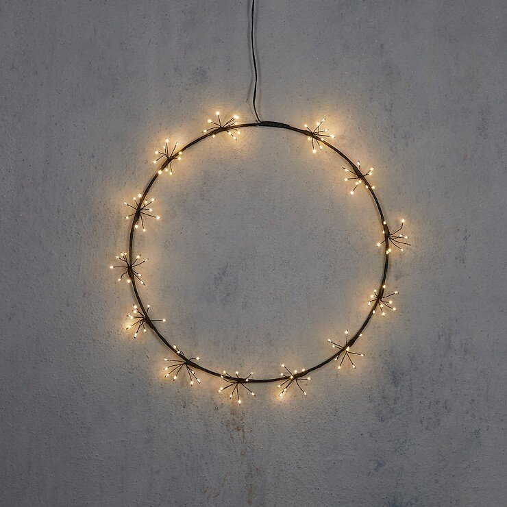 Luca Lighting LED-Kranz Sputnik 130 LED warmweiß außen 40 cm Metall schwarz