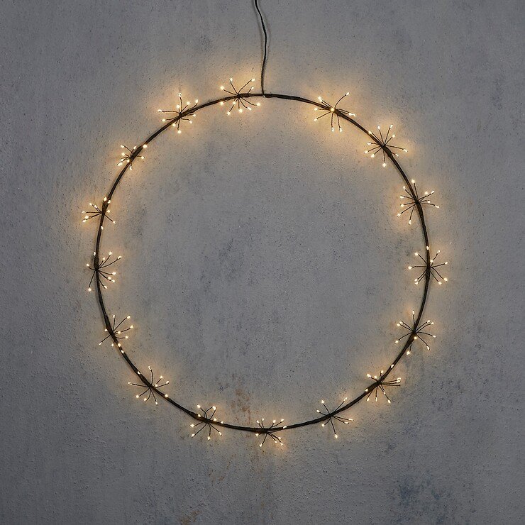 Luca Lighting LED Kranz 160 LED warmweiß außen 50 cm Metall schwarz