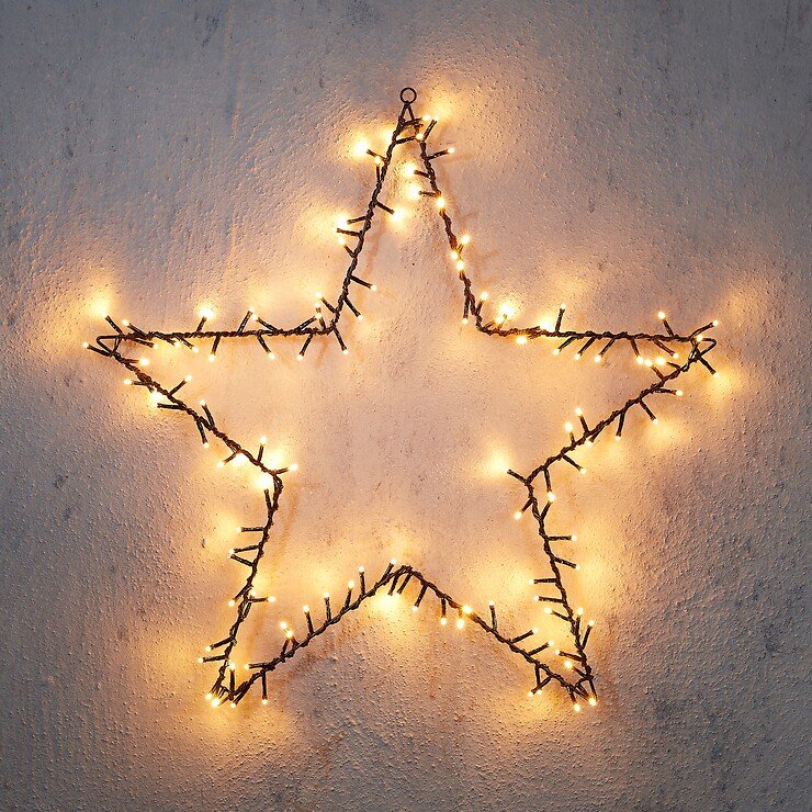 Luca Lighting LED-Stern 120 LED warmweiß außen 56,5 cm Metall schwarz