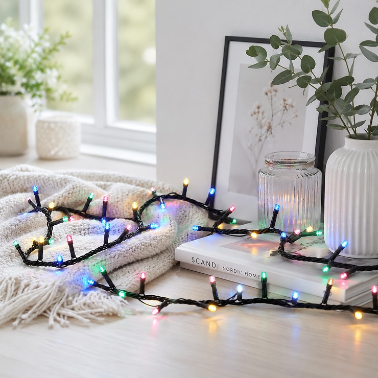 Luca Lighting Snake Light LED Lichterkette 100 LED bunt batteriebetrieben 2 m schwarz
