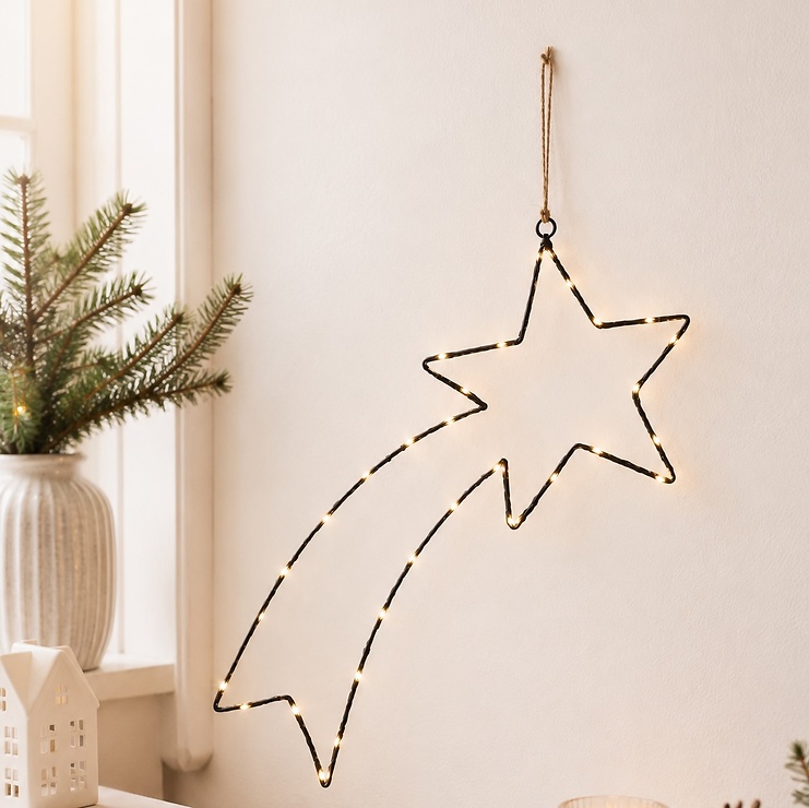 Luca Lighting LED Sternschnuppe 42 cm 30 LED warmweiß batteriebetrieben Metall schwarz