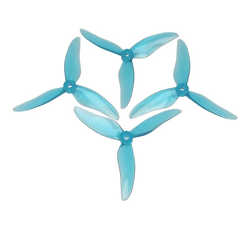 Gemfan 51499 Hurricane 3-Blatt-Propeller Klar Blau 2xCW, 2xCCW 5 Zoll