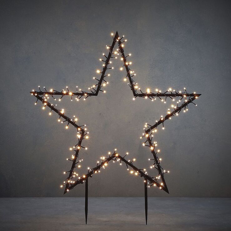 Luca Lighting LED-Gartenstecker Stern 225 LED warmweiß 102 cm schwarz