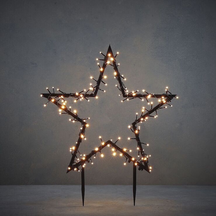 Luca Lighting LED-Gartenstecker Stern 150 LED warmweiß 73 cm schwarz