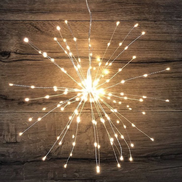 Lights4Christmas LED-Polarstern Sputnik 160 LED warmweiss außen 40 cm silber