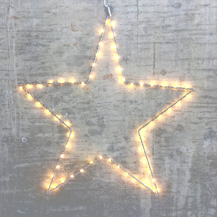 Lights4Christmas LED-Stern 60 LED warmweiß außen 50 cm silber