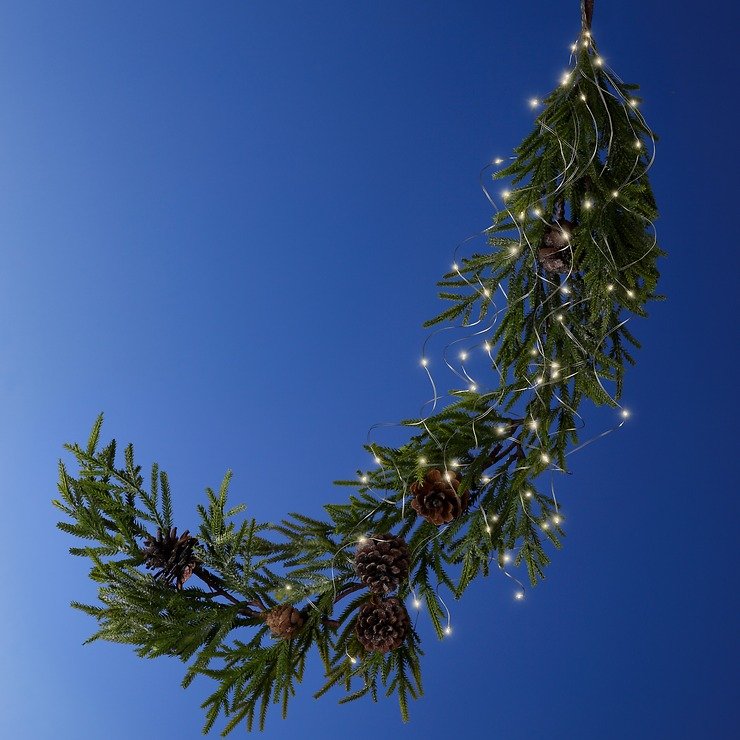 Kaemingk Lumineo LED-Lichtbündel 60 Micro LED warmweiß batteriebetrieben 80 cm silber