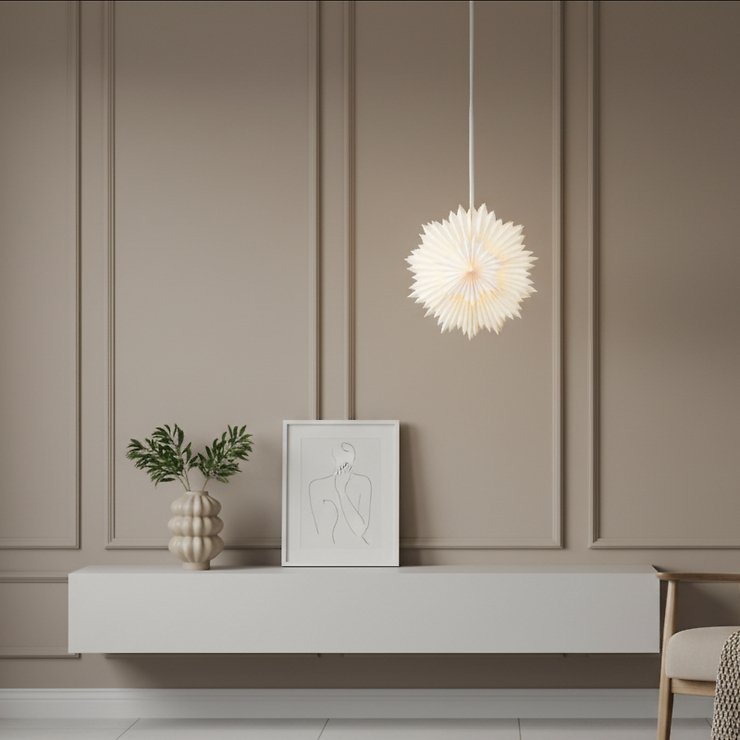 Kaemingk Lumineo LED-Papierstern 6 LED warmweiß innen batteriebetrieben 40 x 12 cm weiß