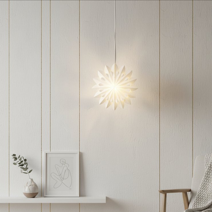 Kaemingk Lumineo LED Papierstern 6 LED warmweiß innen 60 cm weiß 