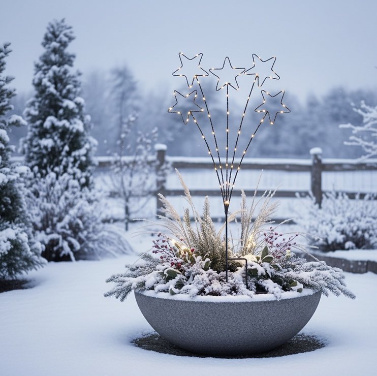 Kaemingk Lumineo LED Sterne Stabbeleuchtung 74 Micro LED warmweiß außen 51 cm schwarz