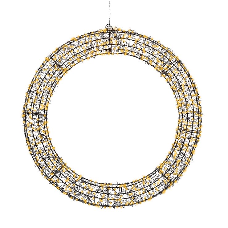 Kaemingk Lumineo LED-Kranz 720 LED klassisch warm außen 58 cm Metall schwarz