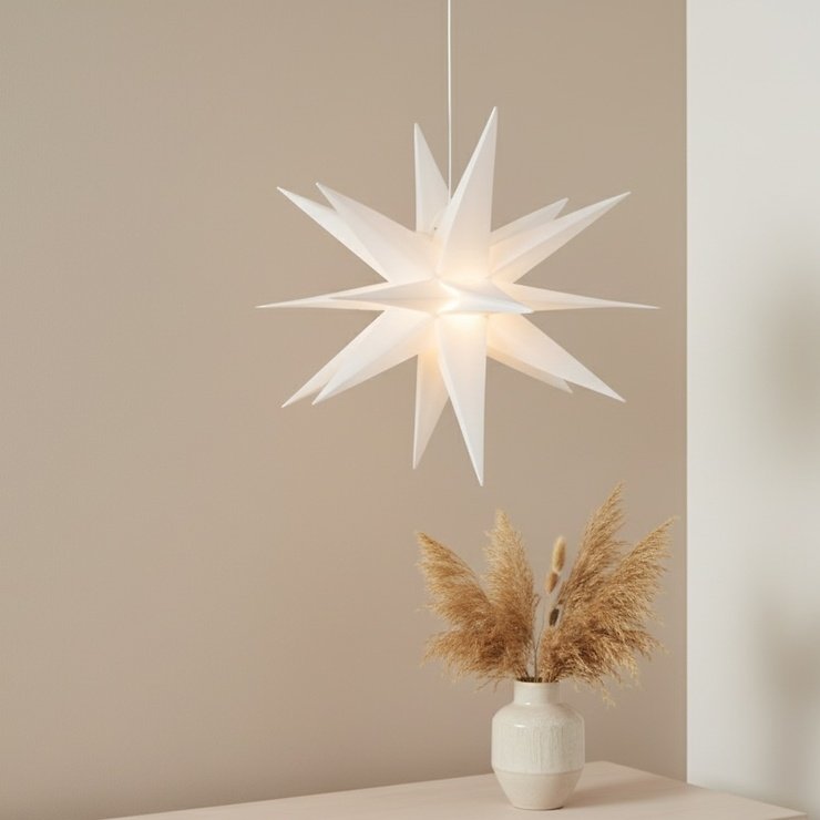 Kaemingk Lumineo LED Leuchtstern 6 LED warmweiß außen 60 cm weiß