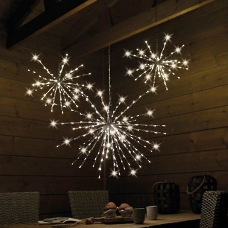 Kaemingk Lumineo LED-Polarstern 72 LED warmweiß außen 45 cm silber