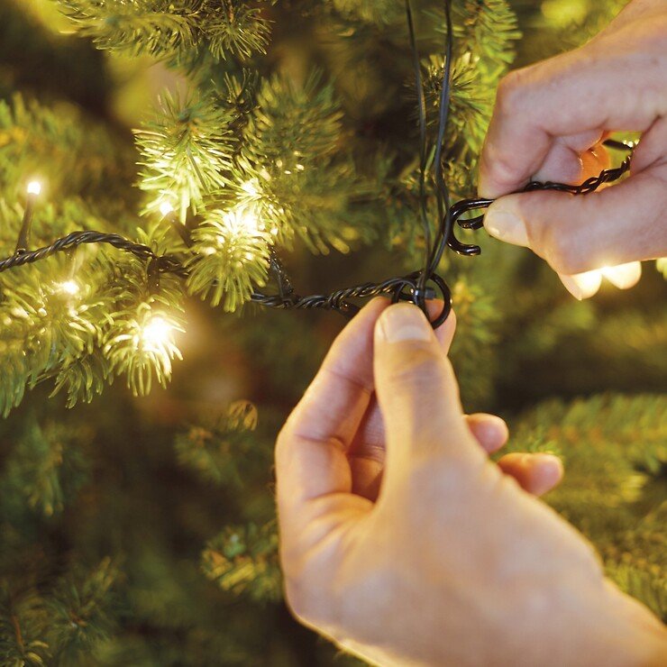 Kaemingk Lumineo Lichterkette Compact 1-2-glow 540 LED warmweiß außen 1,8 m grün