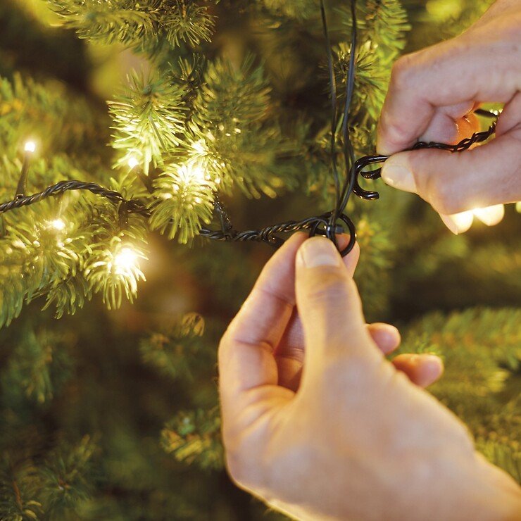 Kaemingk Lumineo Lichterkette Compact 1-2-glow 700 LED warmweiß außen 2,1m grün