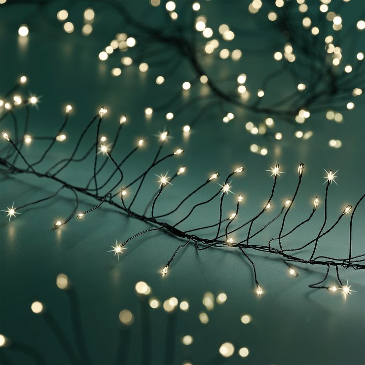 Kaemingk Lumineo Lichterkette Cluster Twinkle 480 LED warmweiß außen 3 m schwarz