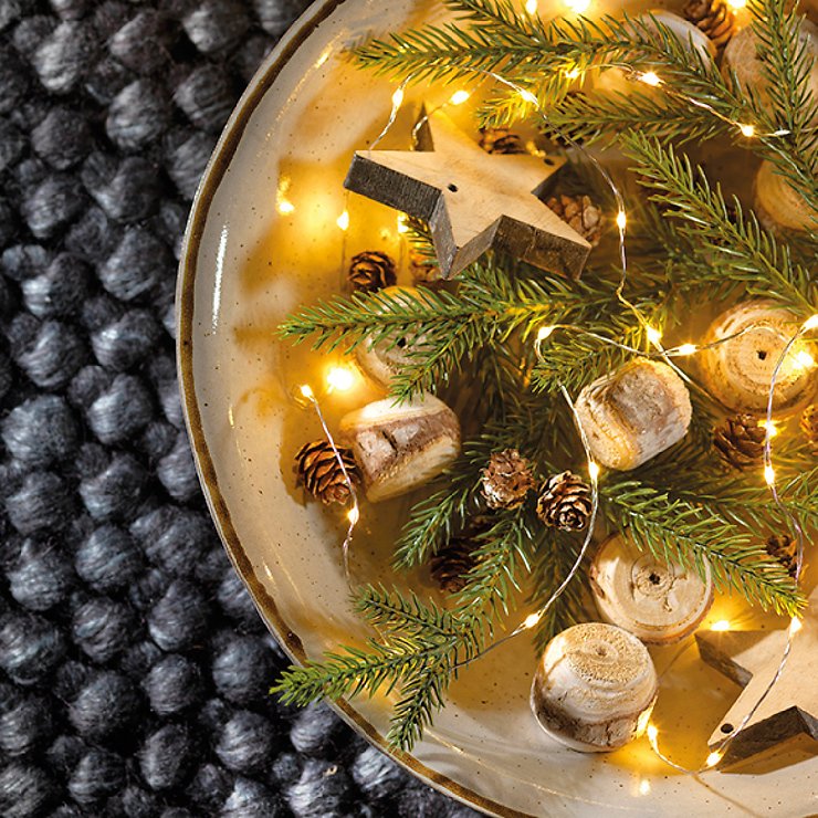 Kaemingk Lumineo Lichterkette 120 Micro LED warmweiß außen 6 m Draht silber