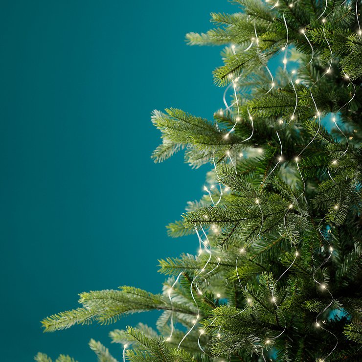 Kaemingk Lumineo LED-Lichtbündel 320 Micro LED warmweiß außen 16 x 1 m silber