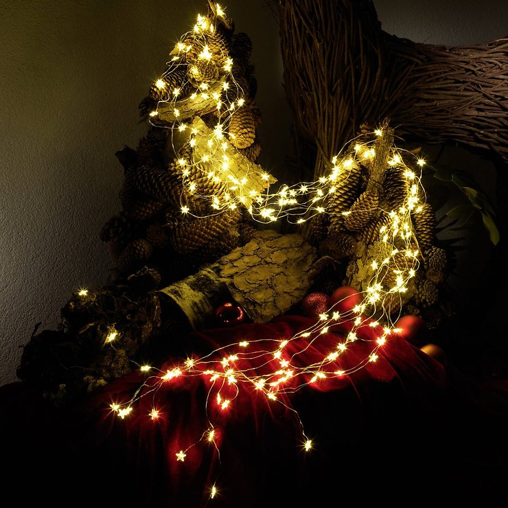 Konstsmide LED-Lichterkette Sternenlametta 480 LED warmweiß 2 m silber